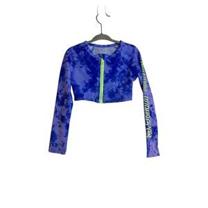 WONDER NATION Girl’s Rashguard Long Sleeve Front Zipper Swim Top / Size: XS 4-5